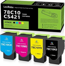 Compatible w/ Lexmark 78C10 Toner Set 4 Pack for CS421 CS521 CS622 CX421 CX625 picture
