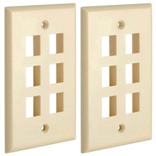 2x 6-Port/Hole 1-Gang Keystone Jack Insert Wall Plate Faceplate A/V Network picture