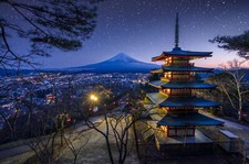 Landscape japan mountain view stars mountains Custom Gaming Mat Desk picture