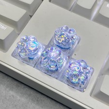 4 PCS Blue Cat Claw Cute Drip Glue Backlight Keycaps DIY ESC Cherry MX picture