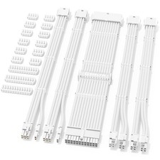 PSU Cable Extension Kit,Bright White Sleeved PC Cables Extensions Mod,24Pin ATX picture