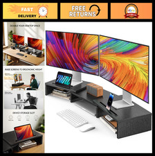 Adjustable Dual Monitor Stand Riser for 2 Screens, Desktop Organizer & Laptop Ho picture