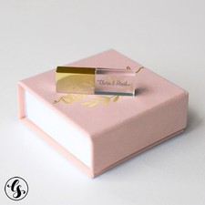 Wedding Gift USB Gold Glass Flash Drive Engraved Custom Box Pendrive picture