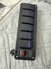 6‑Gang IP68 Switch Panel 12‑24V Voltmeter PD QC3.0 USB‑C Blue 6‑Gang IP68 water picture