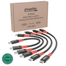 Plugable USB-C Cables, Data Blocker Charge Only, 240W (6 inch, Pack of 5) picture
