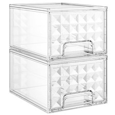 Delamu 2 Pack Stackable Storage Drawers organizer, Clear picture