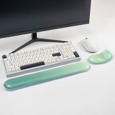 Gel Keyboard and Mouse Wrist Rest Set –Green Clear Wrist Rest for Computer Ke... picture