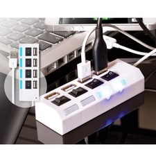 USB Port 2.0 High Speed 4 Hub PC Laptop Desktop Notebook Computer Mac Tech New picture