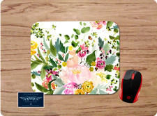 SPRING FLORAL WATERCOLOR ART CUSTOM MOUSE PAD DESK MAT OFFICE SCHOOL GIFT picture