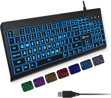 X9 Large Print Backlit Computer Keyboard - Easy to See Big Letters - Lighted picture