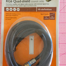 RG6 Quad Shield Gold Plated Coaxial Cable 6 ft Black F-Type Male to Male picture