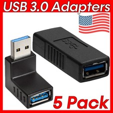 5 Pack USB 3.0 Coupler Adapter Gender Changer Righ Angle USB Adapter 90 Degree picture