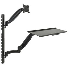 VIVO Black Sit-Stand Wall Mount Counterbalance Monitor Keyboard Workstation picture