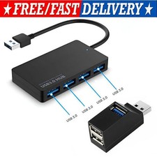 USB 3.0 Hub 4-Port Adapter Charger Data SLIM Super Speed PC Mac Laptop Desktop picture