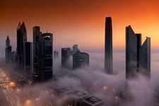 Landscape cityscape city architecture skyscraper Custom Gaming Mat Desk picture