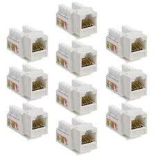 10x Cat5e RJ45 Network LAN Ethernet Keystone Jack 110 Punch Down Snap-in White picture