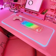 Pink RGB Gaming Mouse Pad 31.5x12 Inch PC XL Large Extended Glowing Led Light... picture