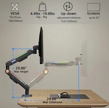 RGB Monitor Arm Desk Mount, Single Monitor Stand with LED Light, Adjustable picture