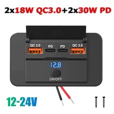 96W Dual PD Dual QC3.0 Type C USB Quick Charger 3.0 with Switch Fast Charging 4 picture