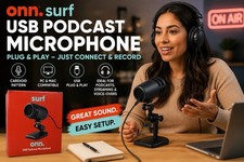 Onn Surf USB Podcast Microphone PC & Mac Cardioid Recording Adjustable Stand picture