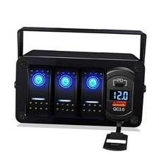 3-Gang Rocker Switch Box - 12V SPST ON/Off, PD Type C & QC 3.0 USB 3 Gang picture