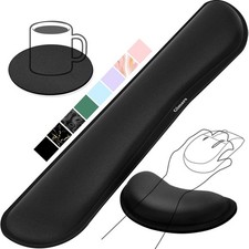 Gimars Upgrade Enlarge 3-piece set (keyboard rest+mouse rest+coaster), Black  picture