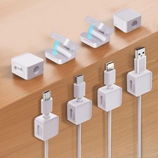 8-Pack Cable Organizers, Magnetic Cable Clips, Cable Holders White | Desktop picture