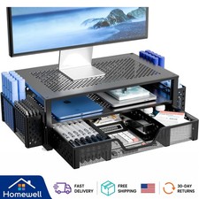 2-Tier Laptop Stand with Drawer & Cooling Mesh - Desk Organizer for Home Office picture
