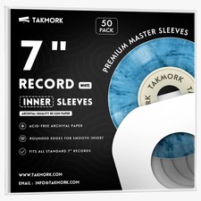 50 Pcs 7 Inch Vinyl Record Inner Paper Sleeves for 45 RPM White Covers picture