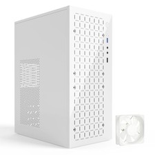 Micro ATX PC Case, Slim Desktop, White, 2 USB Ports, 2 Fans picture