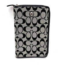 COACH Signature C Black Gray Canvas Tablet E-Reader Case 5.5” x 8” W Hard Case picture