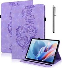 Case for Samsung Galaxy Tab A11 2025, Embossed PU Leather Stand Cover, Purple picture