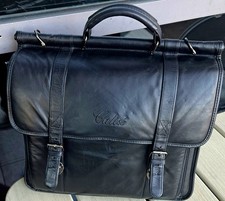 CALISE Messenger Computer Bag Black Genuine Leather Soft Briefcase Travel Tote  picture
