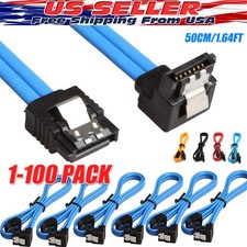 SATA III Cable 6Gbps 90 Degree Right Angle Locking Latch 18 Inches for HDD Lot picture