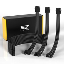 EZDIY-FAB PSU Cable Extension Sleeved Custom Mod GPU PC Power Supply Black  picture