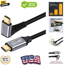 90 Degree Up Down Angled Type-C USB-C Male to Male .1 10Gbps 100W Data Cable ... picture