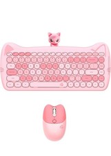 Cute Cat Keyboard and Mouse Combo with Magnetic Cat Figure – Wireless 2.4GHz picture