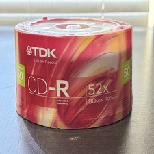 TDK CD-R80CB50 CD-R Data, 80 Minute, 700 MB, 52x 50-Pack Spindle picture