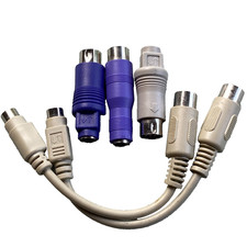 5 Pin Male Mini-DIN Cable Adapter Female PS/2 Keyboard Mouse Lot 5 Vintage  picture