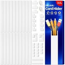in White Cable Raceway Cord Hider 20pc Self-Adhesive Wall Cover for 3-4 Cords picture