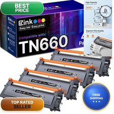 E-Z Ink TN660 TN630 Toner Cartridge 4 Black Compatible for Brother picture