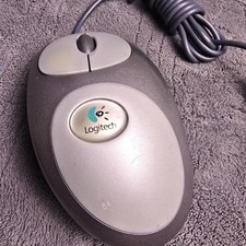 Retro Logitech MouseMan Optical Dual Sensor USB Wired Mouse M-BL63B Grey Silver picture