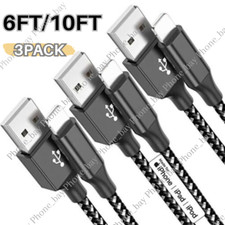 3 Pack Fast Charger Cable Heavy Duty 3/6/10FT For iPhone 14 13 12 Charging Cord picture