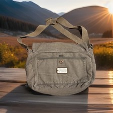 FOSSIL Olive Green Canvas & Leather Messenger Bag Unisex picture