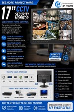 17” CCTV Security Monitor HDMI VGA AV USB Built-In Speaker w/Remote Control picture