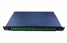 24 Port SC/APC Fiber Patch Panel 1U Rack Mount Sliding w/ Splice Tray Loaded -79 picture