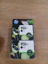 2x Genuine HP 950XL Black High Yield Ink Cartridges - Dated 7/2014 & 10/2018 picture