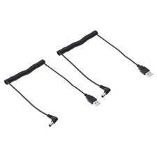 USB2.0 A Male to DC 5.5mm x 2.1mm Coiled Cable 2 Pcs 90 Degree Angle Cable Cord picture