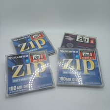 #J) Lot Of 4 Fujifilm Zip IBM Formated 100mb Disk ZIP 100 IBM Formatted picture