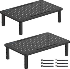 BONTEC 2 Pack 3 Height Adjustable Monitor Stand Riser with Pen Holder, Black  picture